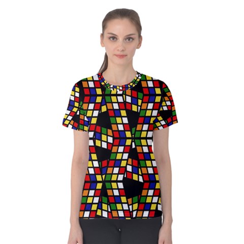 Graphic Pattern Rubiks Cube Cubes Women s Cotton T-shirt by Ravend