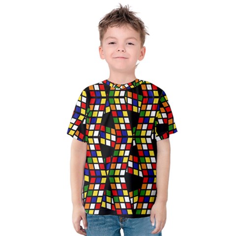 Graphic Pattern Rubiks Cube Cubes Kids  Cotton T-shirt by Ravend