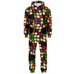 Graphic Pattern Rubiks Cube Cubes Hooded Jumpsuit (men) by Ravend