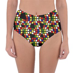 Graphic Pattern Rubiks Cube Cubes Reversible High-waist Bikini Bottoms by Ravend