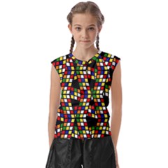 Graphic Pattern Rubiks Cube Cubes Kids  Raglan Cap Sleeve T-shirt by Ravend