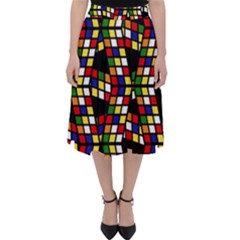 Graphic Pattern Rubiks Cube Cubes Classic Midi Skirt by Ravend