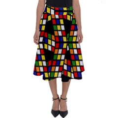 Graphic Pattern Rubiks Cube Cubes Perfect Length Midi Skirt by Ravend