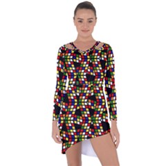 Graphic Pattern Rubiks Cube Cubes Asymmetric Cut-out Shift Dress by Ravend