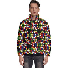 Graphic Pattern Rubiks Cube Cubes Men s Puffer Bubble Jacket Coat by Ravend