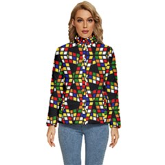 Graphic Pattern Rubiks Cube Cubes Women s Puffer Bubble Jacket Coat by Ravend