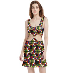 Graphic Pattern Rubiks Cube Cubes Velour Cutout Dress by Ravend