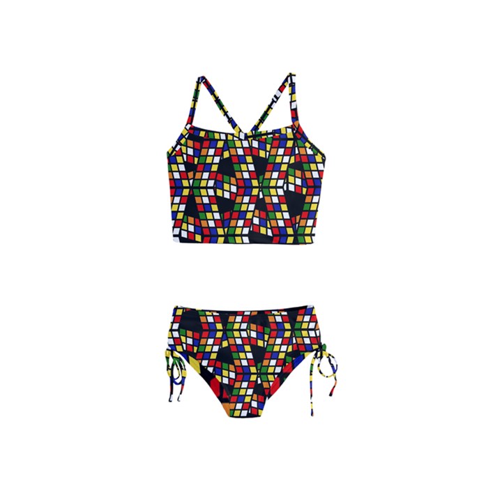 Graphic Pattern Rubiks Cube Cubes Girls  Tankini Swimsuit