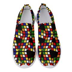 Graphic Pattern Rubiks Cube Cubes Women s Slip On Sneakers by Ravend