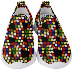 Graphic Pattern Rubiks Cube Cubes Kids  Slip On Sneakers by Ravend