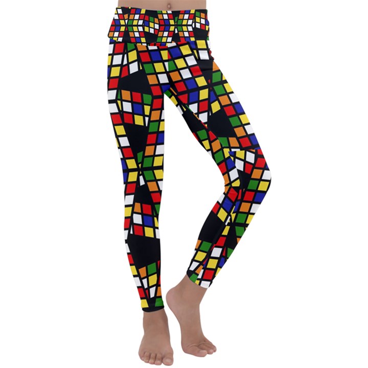 Graphic Pattern Rubiks Cube Cubes Kids  Lightweight Velour Classic Yoga Leggings