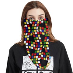 Graphic Pattern Rubiks Cube Cubes Face Covering Bandana (triangle) by Ravend