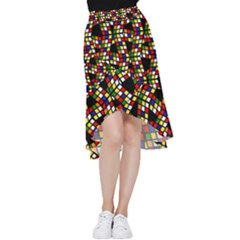 Graphic Pattern Rubiks Cube Cubes Frill Hi Low Chiffon Skirt by Ravend