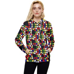 Graphic Pattern Rubiks Cube Cubes Women s Lightweight Drawstring Hoodie by Ravend