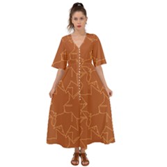 Autumn Leaves Repeat Pattern Kimono Sleeve Boho Dress by Ravend