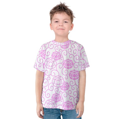 Peony Asia Spring Flowers Natural Kids  Cotton T-shirt by Ravend