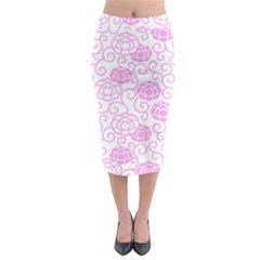 Peony Asia Spring Flowers Natural Midi Pencil Skirt by Ravend