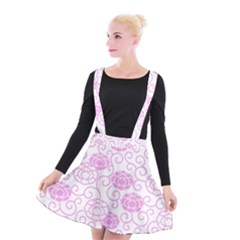 Peony Asia Spring Flowers Natural Suspender Skater Skirt by Ravend