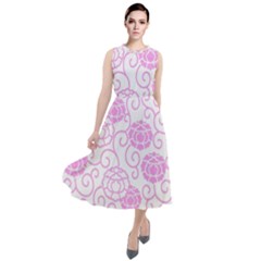 Peony Asia Spring Flowers Natural Round Neck Boho Dress by Ravend