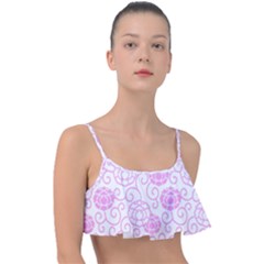 Peony Asia Spring Flowers Natural Frill Bikini Top