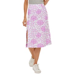 Peony Asia Spring Flowers Natural Midi Panel Skirt by Ravend