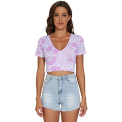 Peony Asia Spring Flowers Natural V-neck Crop Top