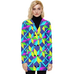 Pattern Star Abstract Background Button Up Hooded Coat  by Ravend