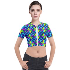 Pattern Star Abstract Background Short Sleeve Cropped Jacket by Ravend