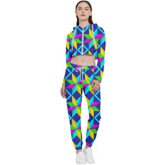 Pattern Star Abstract Background Cropped Zip Up Lounge Set by Ravend