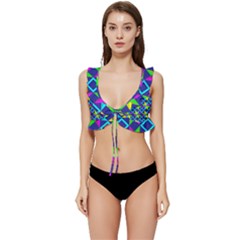 Pattern Star Abstract Background Low Cut Ruffle Edge Bikini Top