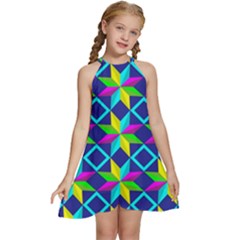 Pattern Star Abstract Background Kids  Halter Collar Waist Tie Chiffon Dress by Ravend