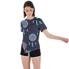 Dreamcatcher Seamless American Asymmetrical Short Sleeve Sports T-shirt by Ravend