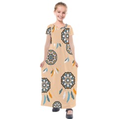 Dreamcatcher Pattern Pen Background Kids  Short Sleeve Maxi Dress by Ravend