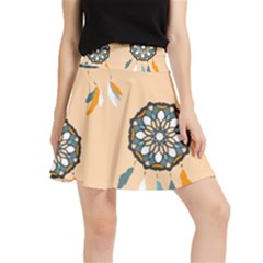 Dreamcatcher Pattern Pen Background Waistband Skirt by Ravend