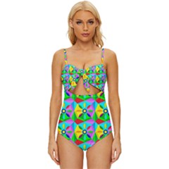 Star Texture Template Design Knot Front One-piece Swimsuit by Ravend