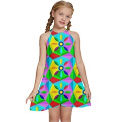 Star Texture Template Design Kids  Halter Collar Waist Tie Chiffon Dress by Ravend