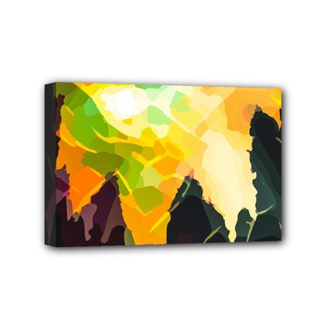 Forest Trees Nature Wood Green Mini Canvas 6  X 4  (stretched) by Ravend