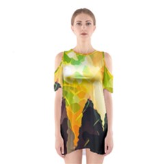 Forest Trees Nature Wood Green Shoulder Cutout One Piece Dress by Ravend