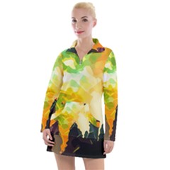 Forest Trees Nature Wood Green Women s Long Sleeve Casual Dress by Ravend