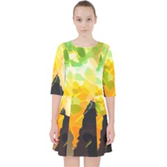 Forest Trees Nature Wood Green Quarter Sleeve Pocket Dress by Ravend