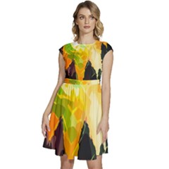 Forest Trees Nature Wood Green Cap Sleeve High Waist Dress by Ravend