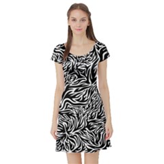 Flames Fire Pattern Digital Art Short Sleeve Skater Dress by Ravend