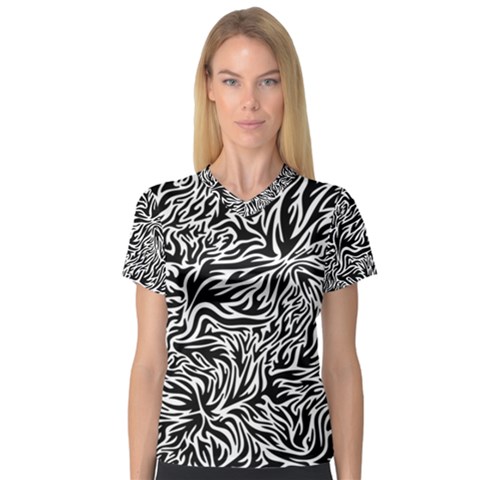 Flames Fire Pattern Digital Art V-neck Sport Mesh T-shirt by Ravend