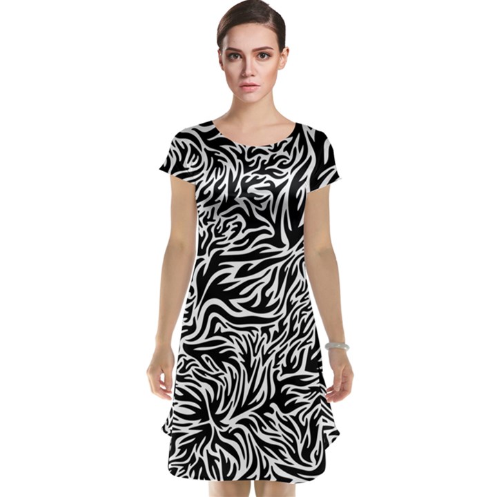 Flames Fire Pattern Digital Art Cap Sleeve Nightdress