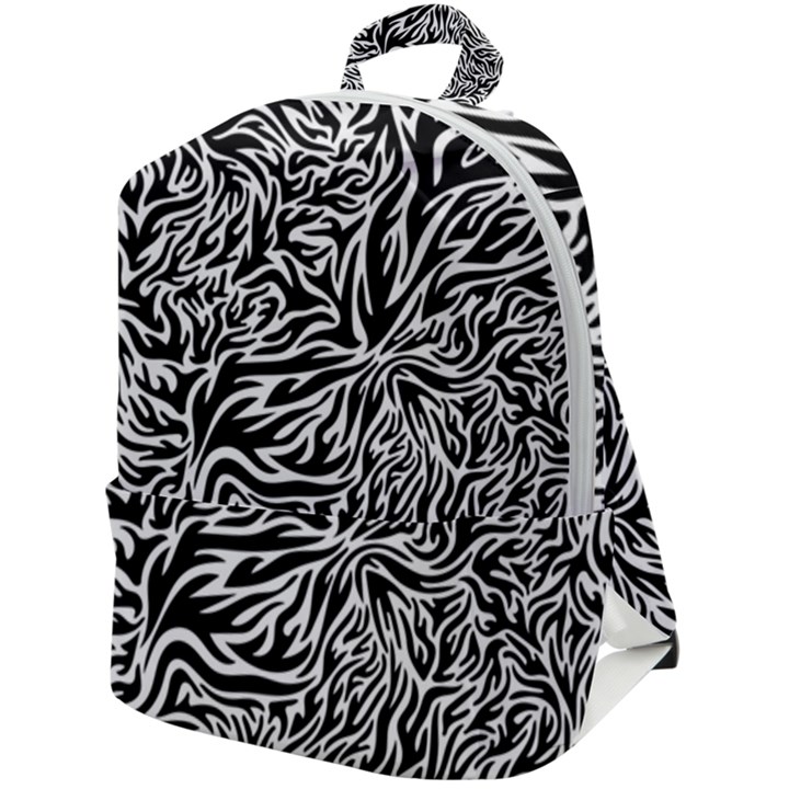 Flames Fire Pattern Digital Art Zip Up Backpack