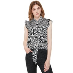 Flames Fire Pattern Digital Art Frill Detail Shirt by Ravend