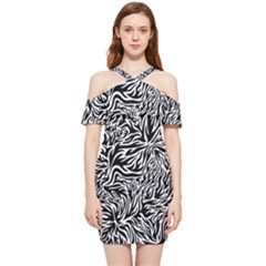 Flames Fire Pattern Digital Art Shoulder Frill Bodycon Summer Dress by Ravend