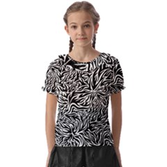 Flames Fire Pattern Digital Art Kids  Frill Chiffon Blouse by Ravend