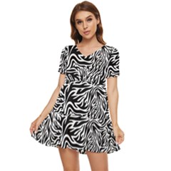 Flames Fire Pattern Digital Art Tiered Short Sleeve Babydoll Dress by Ravend