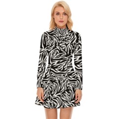 Flames Fire Pattern Digital Art Long Sleeve Velour Longline Dress by Ravend